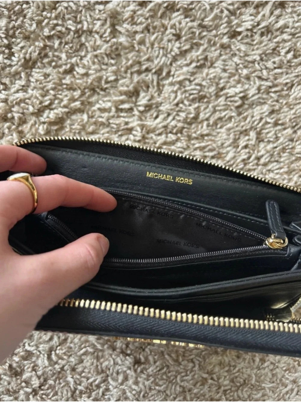 Michael Kors Black Wristlet Wallet with Pink Floral Print - Picture 8 of 10